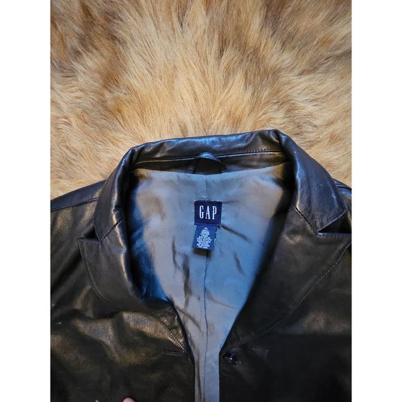 Vintage 90's Womens GAP Genuine Leather Jacket Shell Size Large - Picture 3 of 14